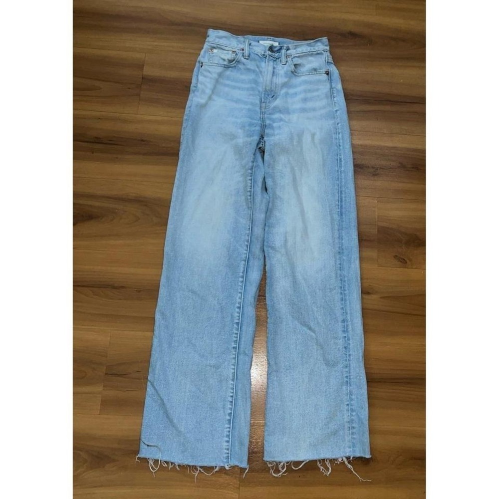 Womens Aero‎ High Rise Stovepipe Denim Frayed Hem Jeans